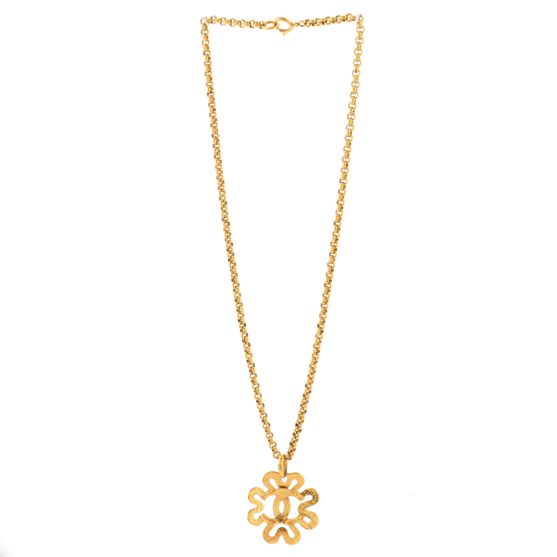 Vintage Flower Pendant Necklace Metal