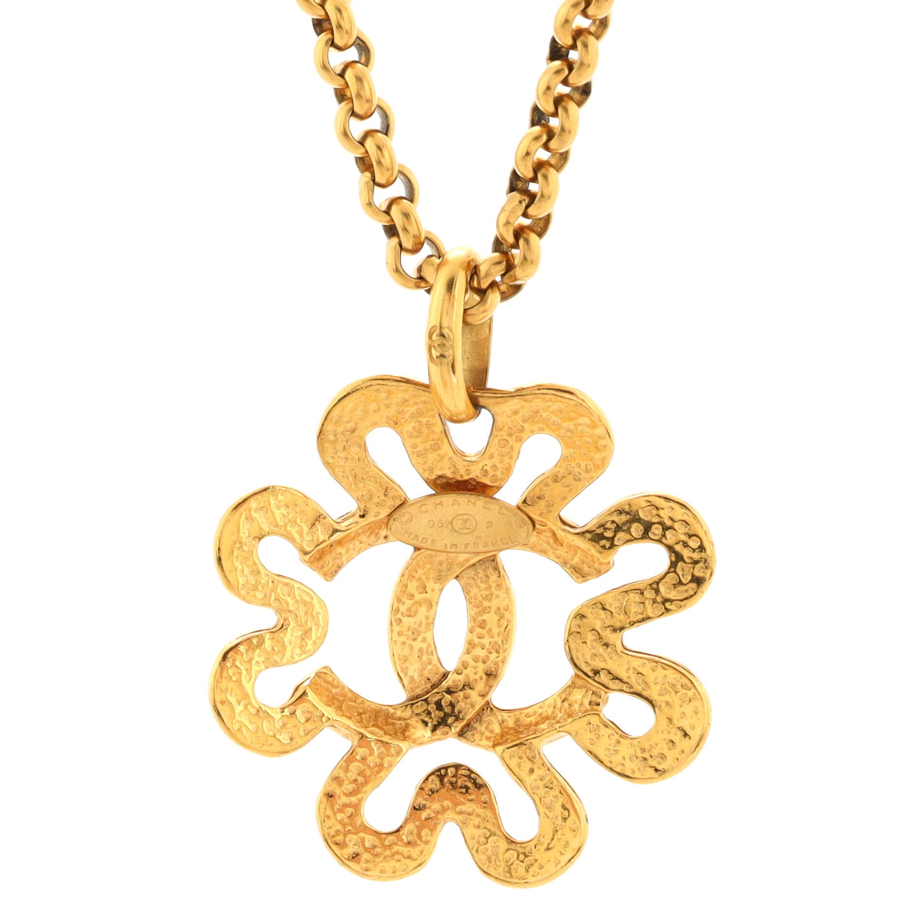 Vintage Flower Pendant Necklace Metal