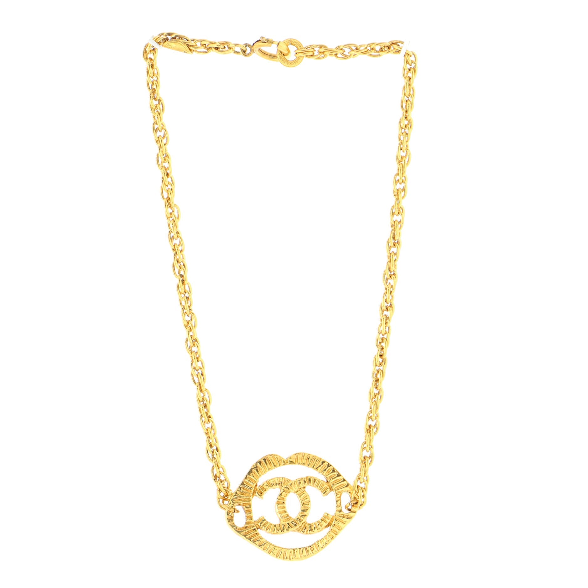 Vintage CC Cut-Out Choker Necklace Metal