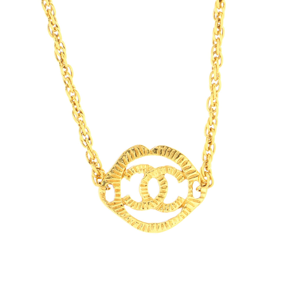 Vintage CC Cut-Out Choker Necklace Metal