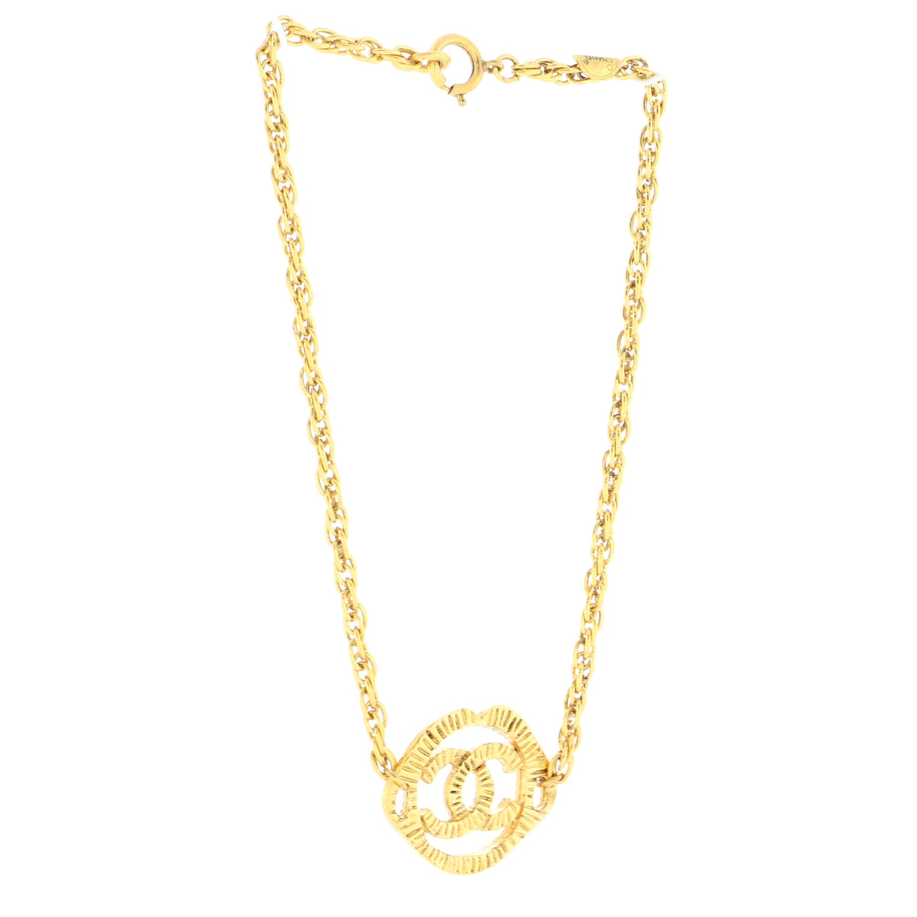 Vintage CC Cut-Out Choker Necklace Metal