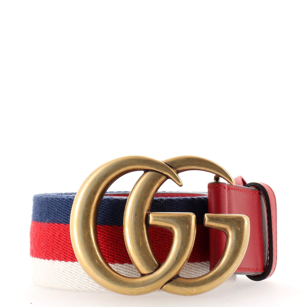 GG Marmont Web Belt Canvas and Leather Wide 95
