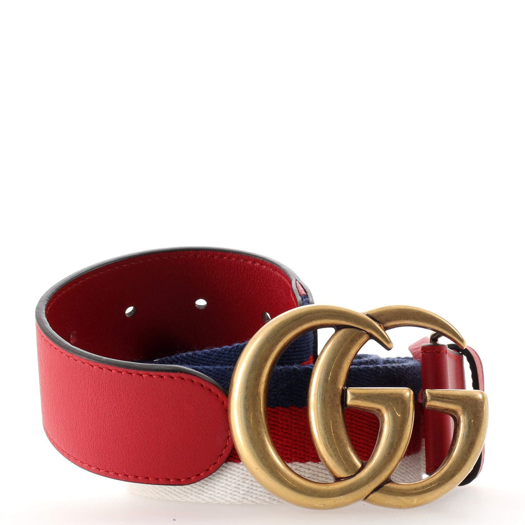 GG Marmont Web Belt Canvas and Leather Wide 95