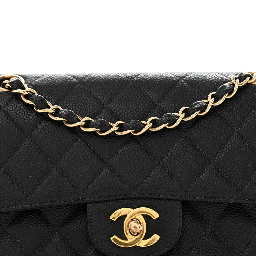 Caviar Quilted Small Double Flap Black