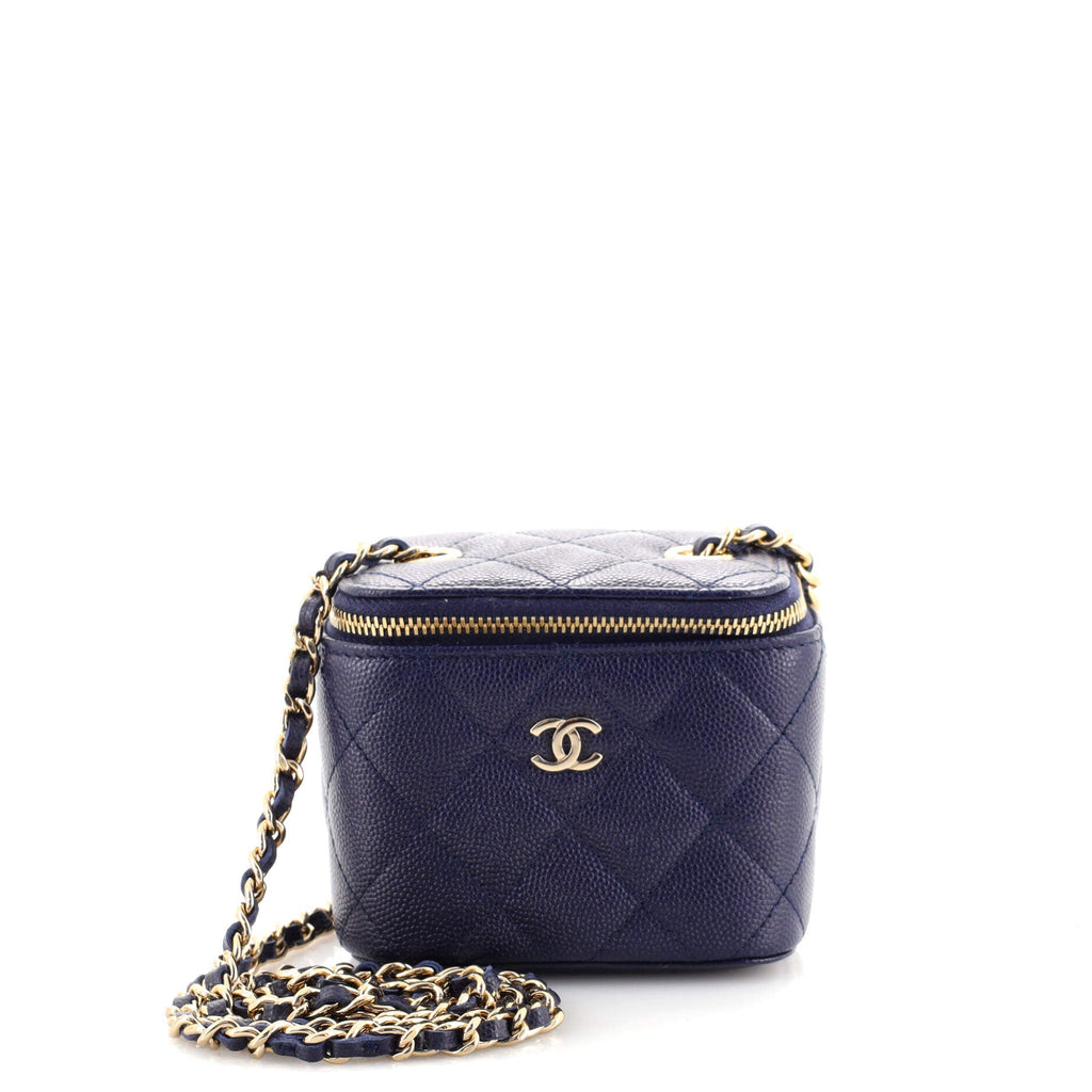 Classic Vanity Case with Chain Quilted Caviar Mini
