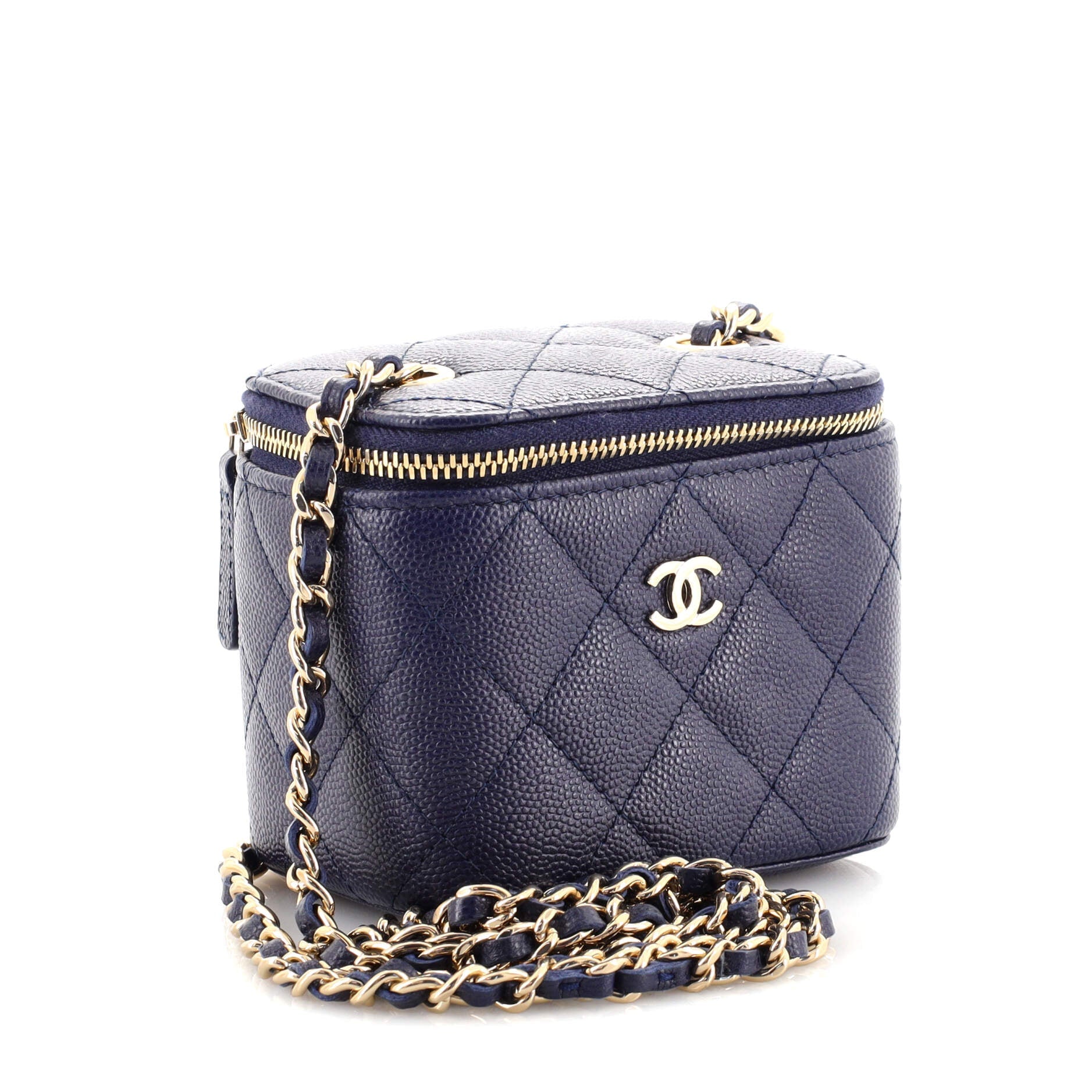 Classic Vanity Case with Chain Quilted Caviar Mini
