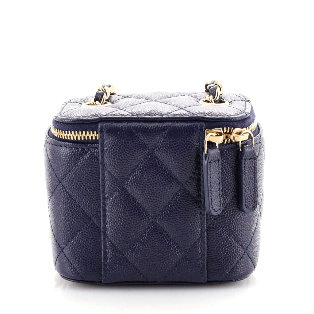 Classic Vanity Case with Chain Quilted Caviar Mini