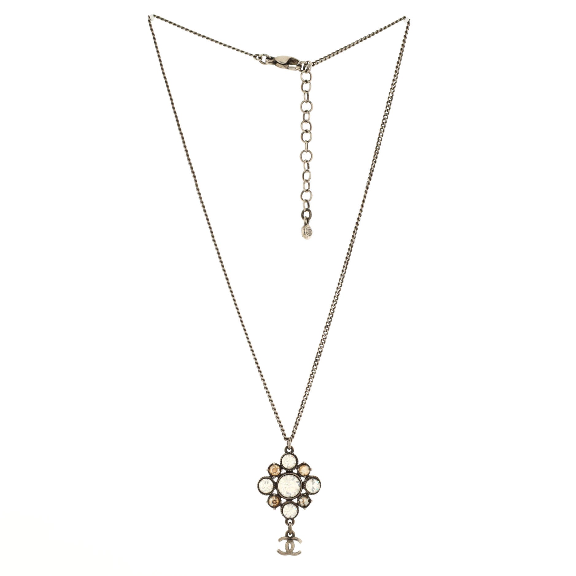 CC Cluster Drop Pendant Necklace Metal with Crystals