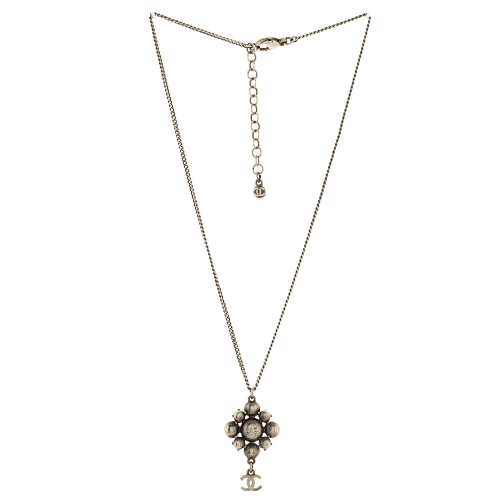 CC Cluster Drop Pendant Necklace Metal with Crystals