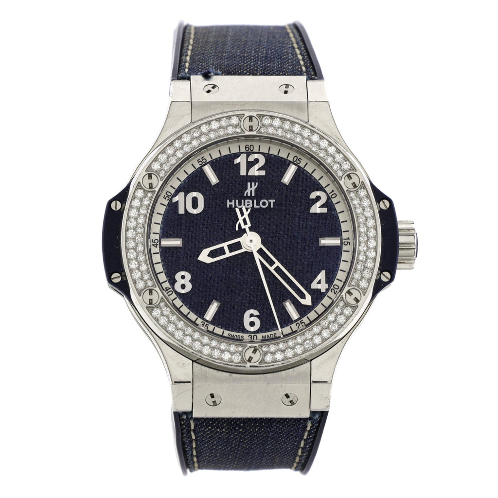Big Bang Jeans Quartz Watch Stainless Steel and Rubber with Diamond Bezel 38