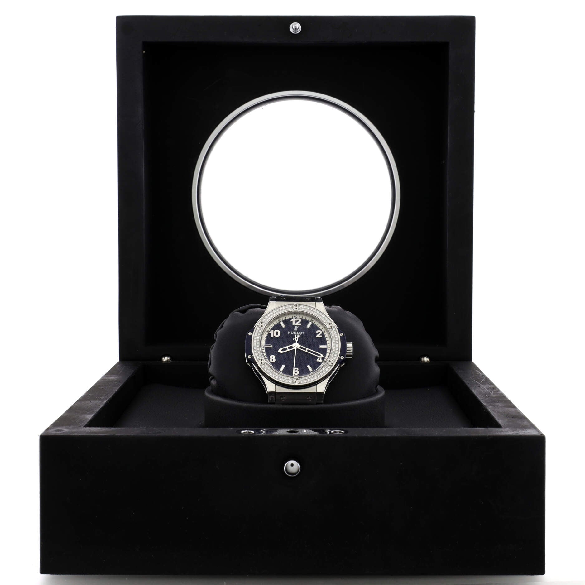 Big Bang Jeans Quartz Watch Stainless Steel and Rubber with Diamond Bezel 38
