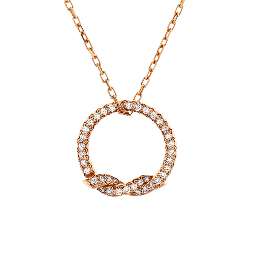 Entrelaces Circle Pendant Necklace 18K Rose Gold with Diamonds