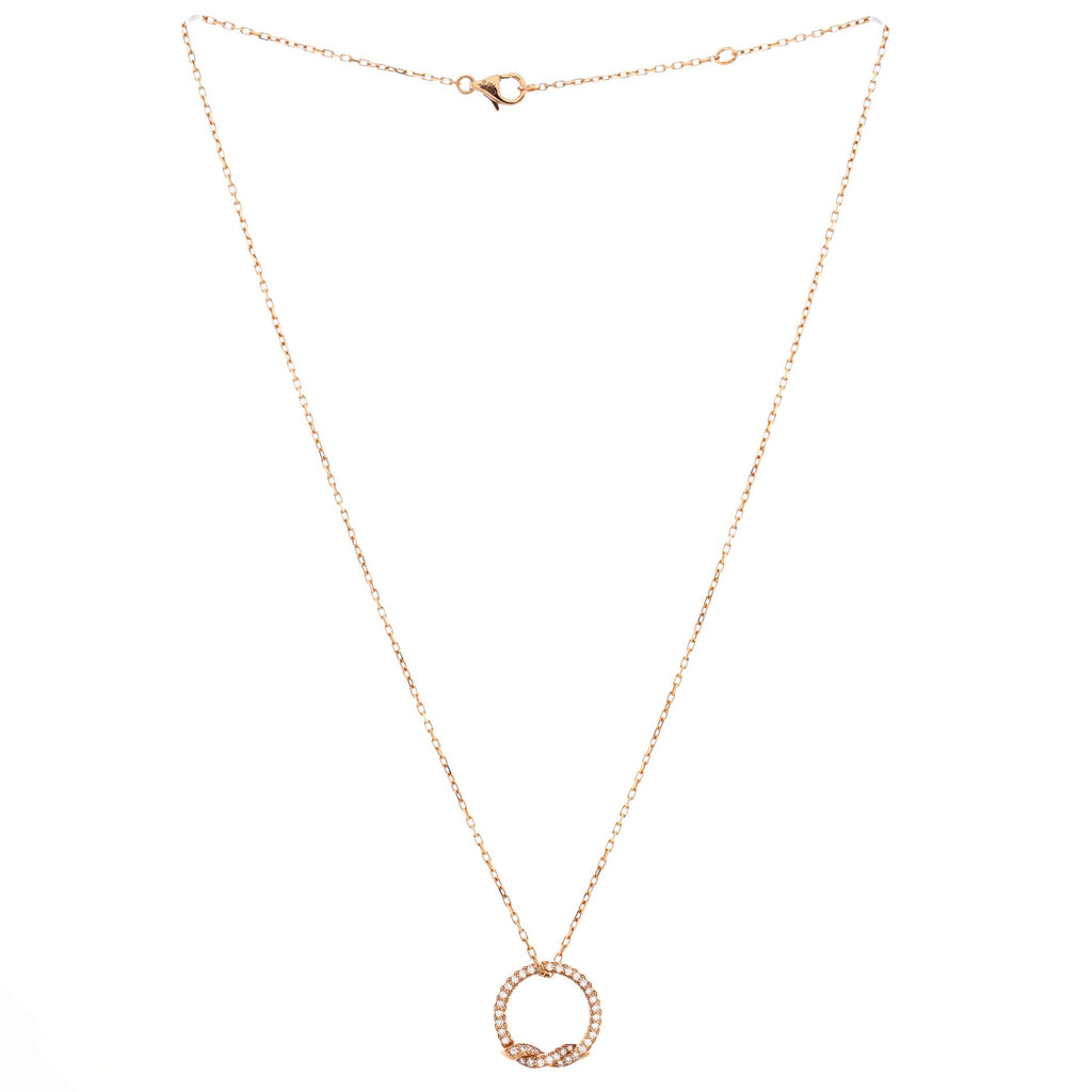 Entrelaces Circle Pendant Necklace 18K Rose Gold with Diamonds