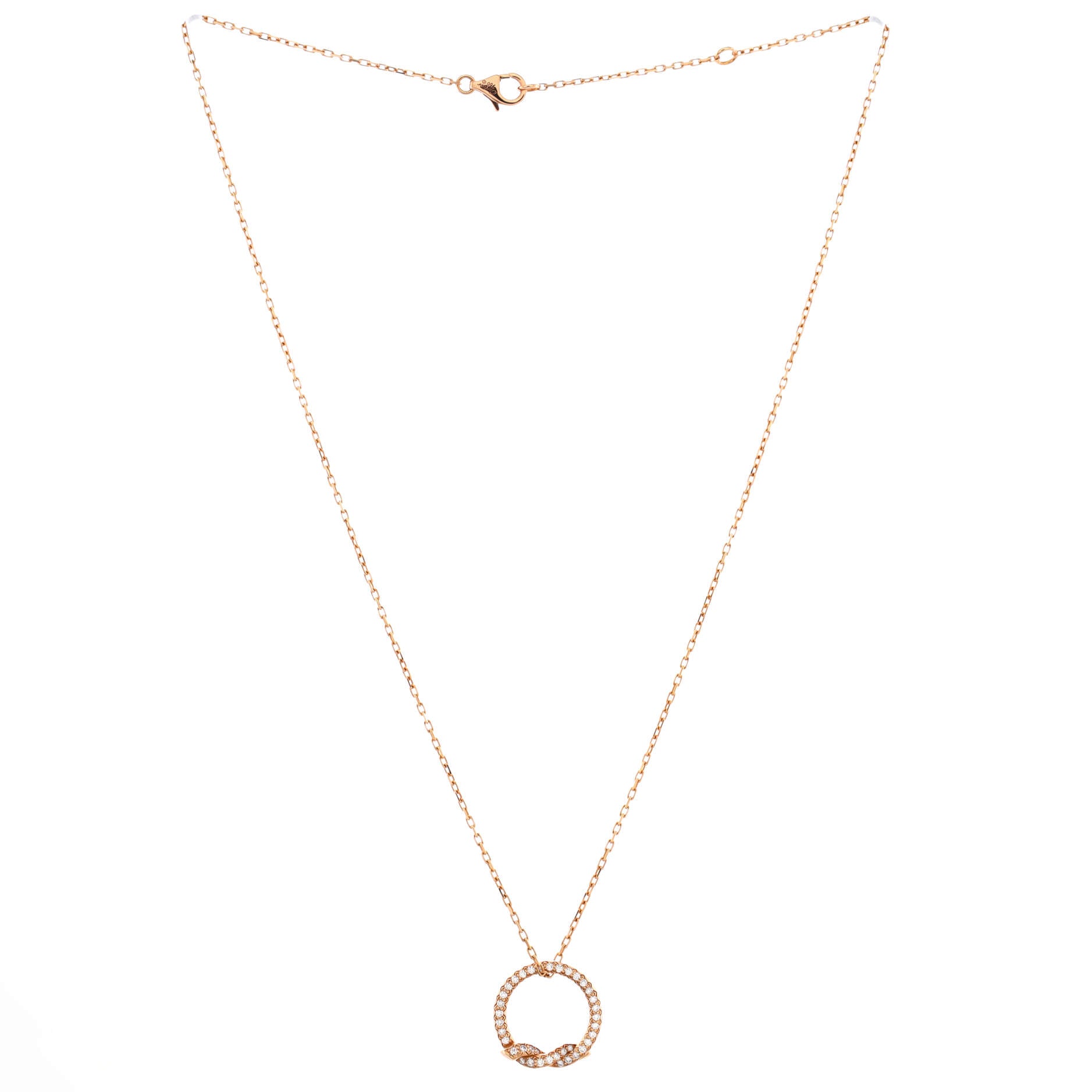 Entrelaces Circle Pendant Necklace 18K Rose Gold with Diamonds