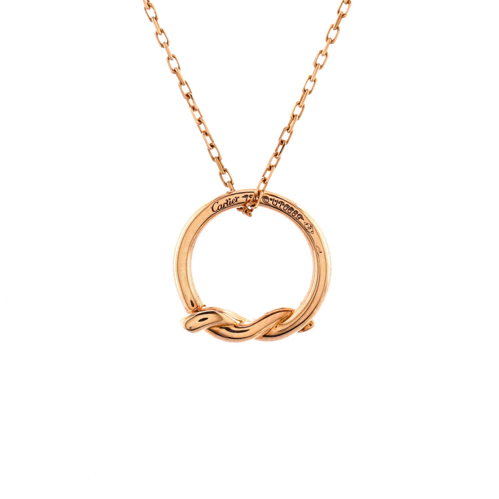 Entrelaces Circle Pendant Necklace 18K Rose Gold with Diamonds