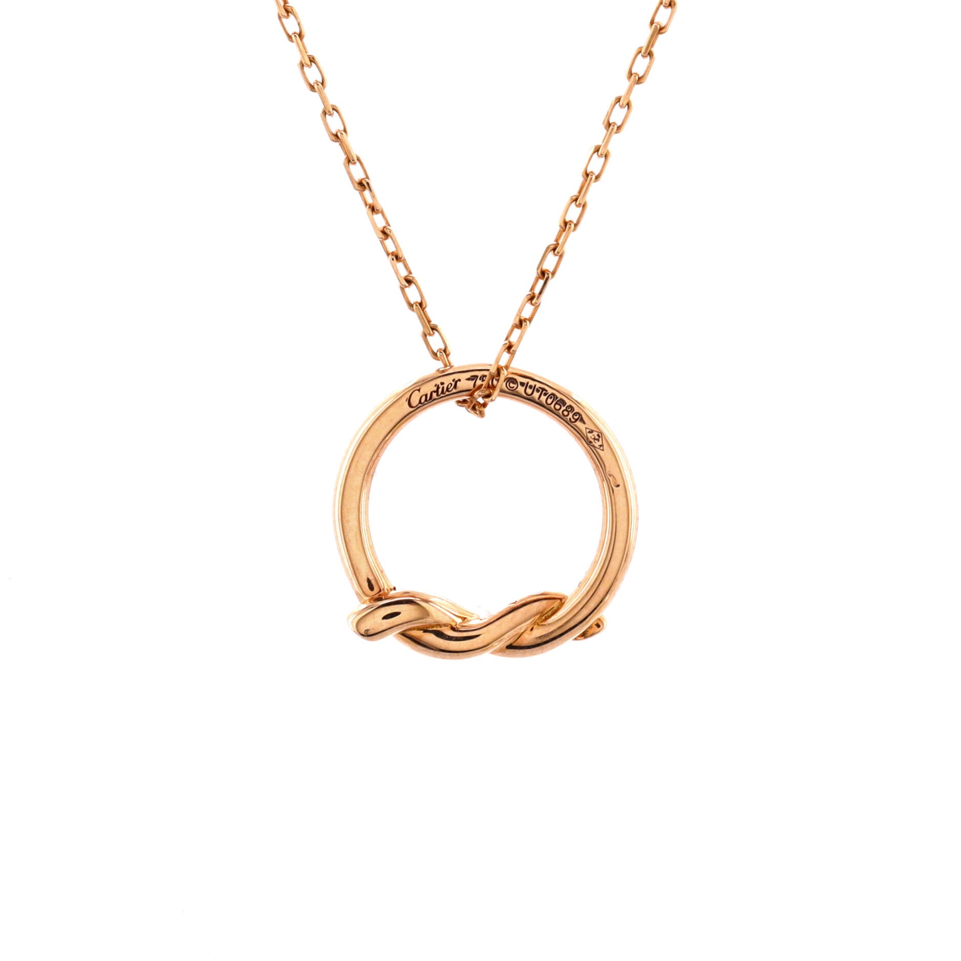 Entrelaces Circle Pendant Necklace 18K Rose Gold with Diamonds