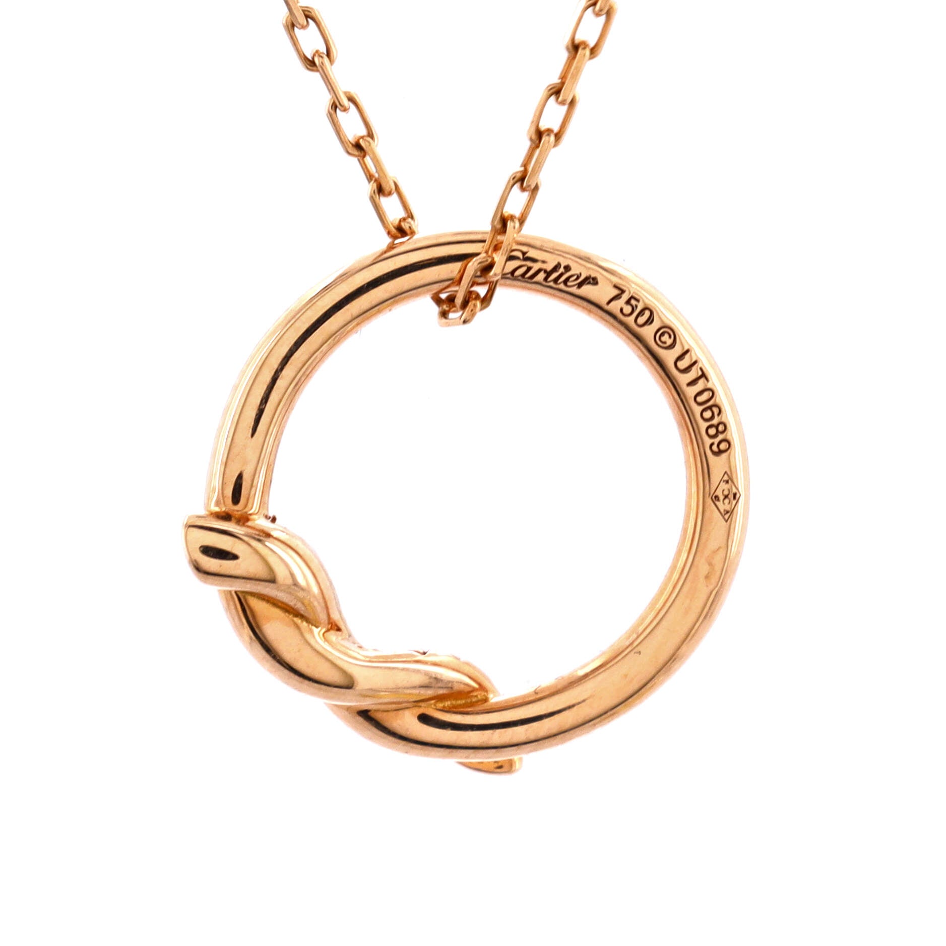Entrelaces Circle Pendant Necklace 18K Rose Gold with Diamonds