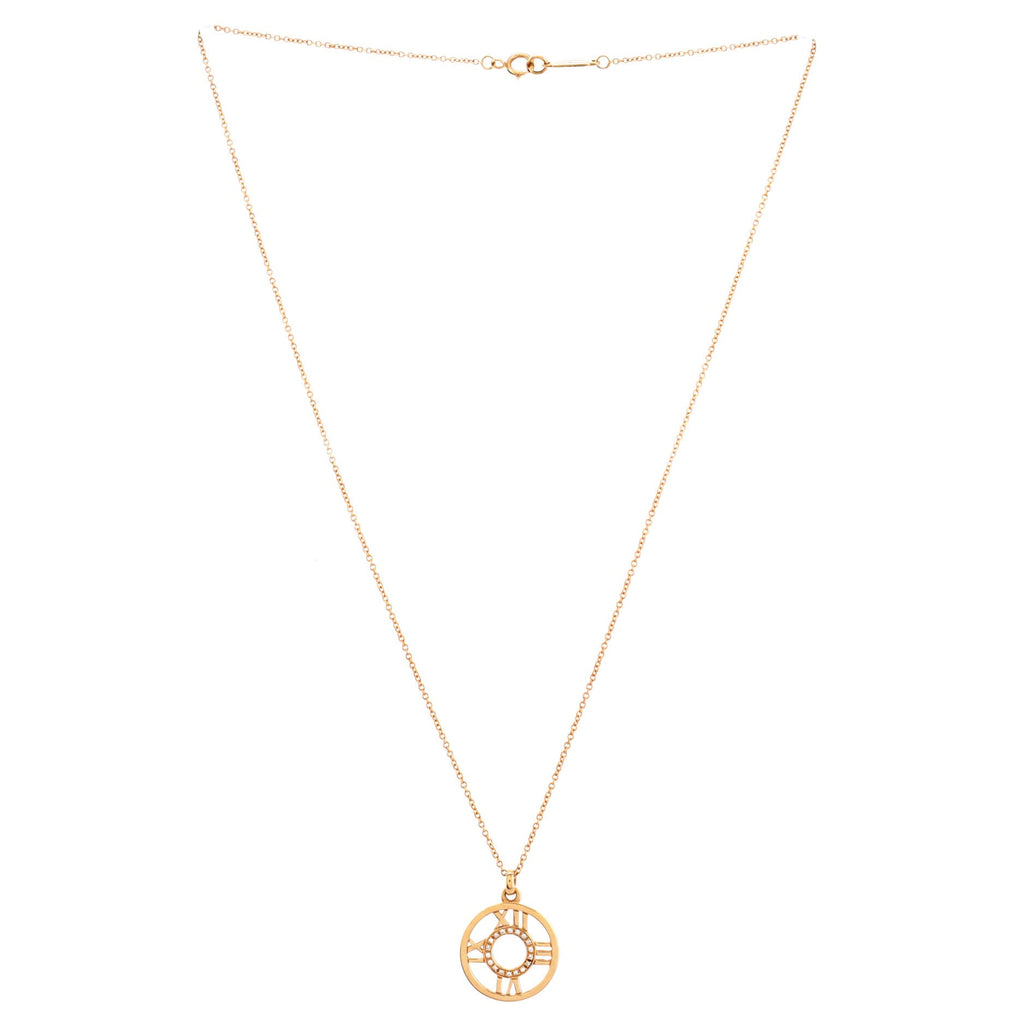 Atlas Open Medallion Pendant Necklace 18K Rose Gold with Diamonds
