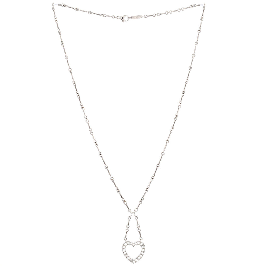 Open Heart Pendant Necklace Platinum and Diamonds