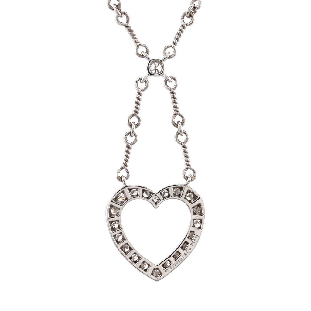Open Heart Pendant Necklace Platinum and Diamonds