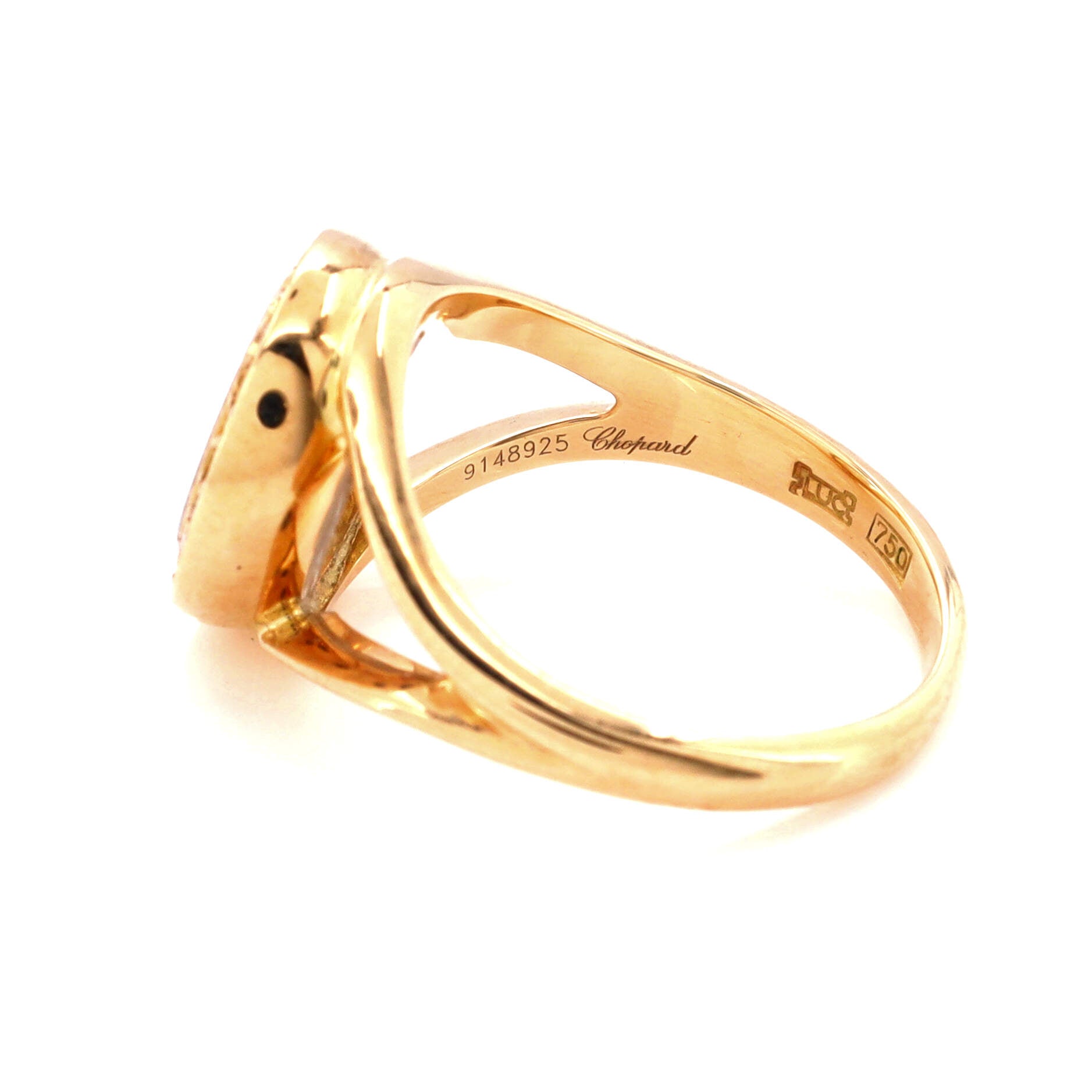 Happy Diamonds Round Ring 18K Yellow Gold with Diamonds and 3 Floating Diamonds