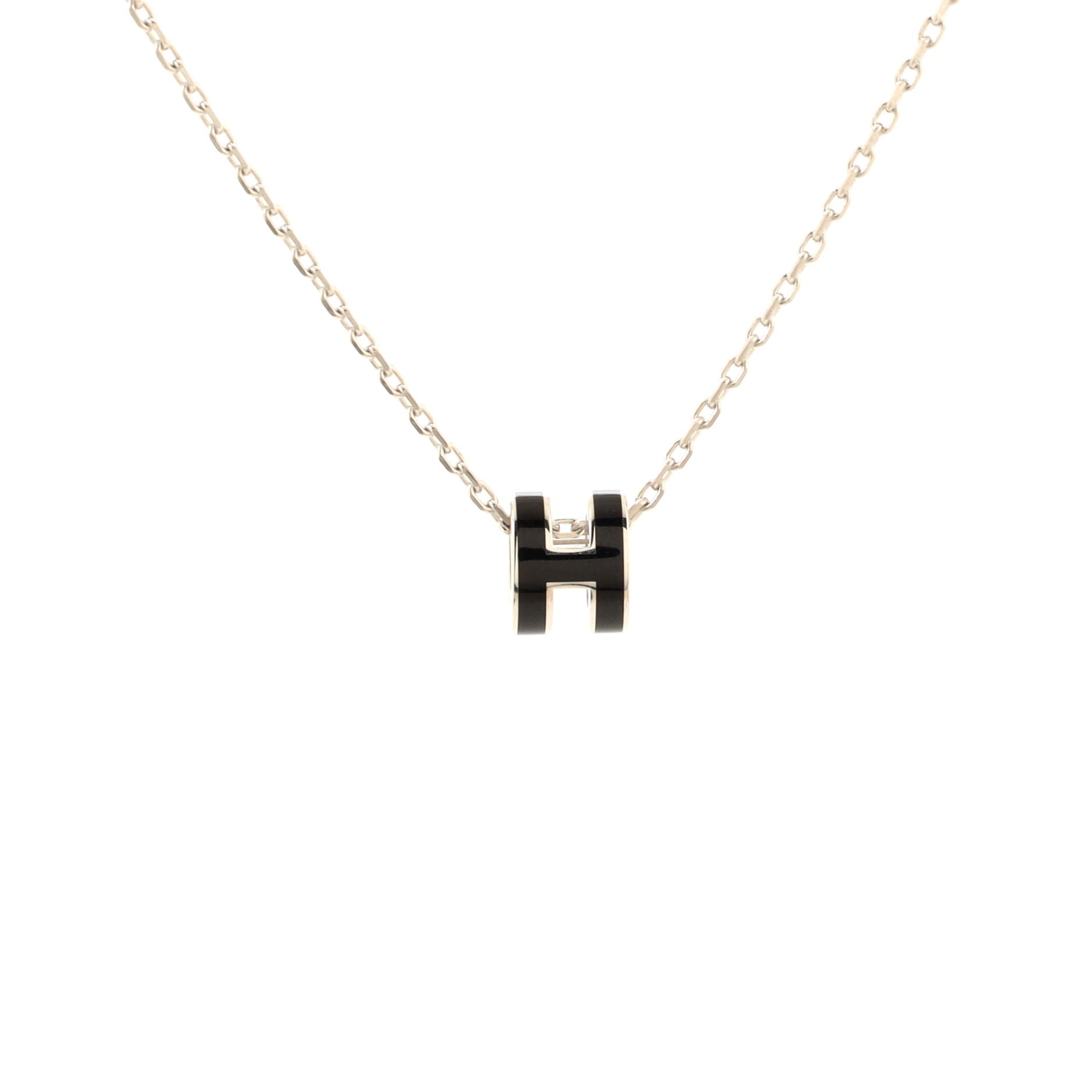 Pop H Pendant Chain Necklace Metal and Enamel Mini