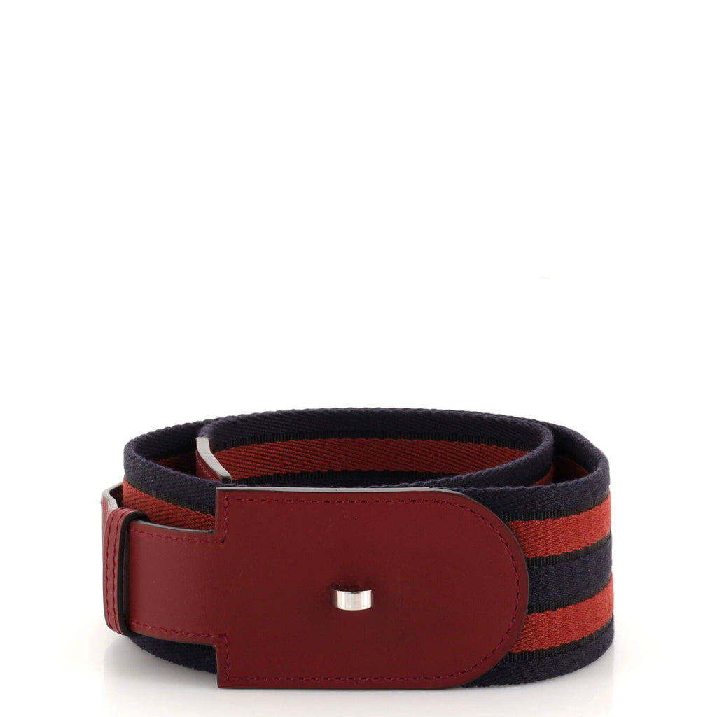 Slit Buckle Belt Canvas and Leather 80