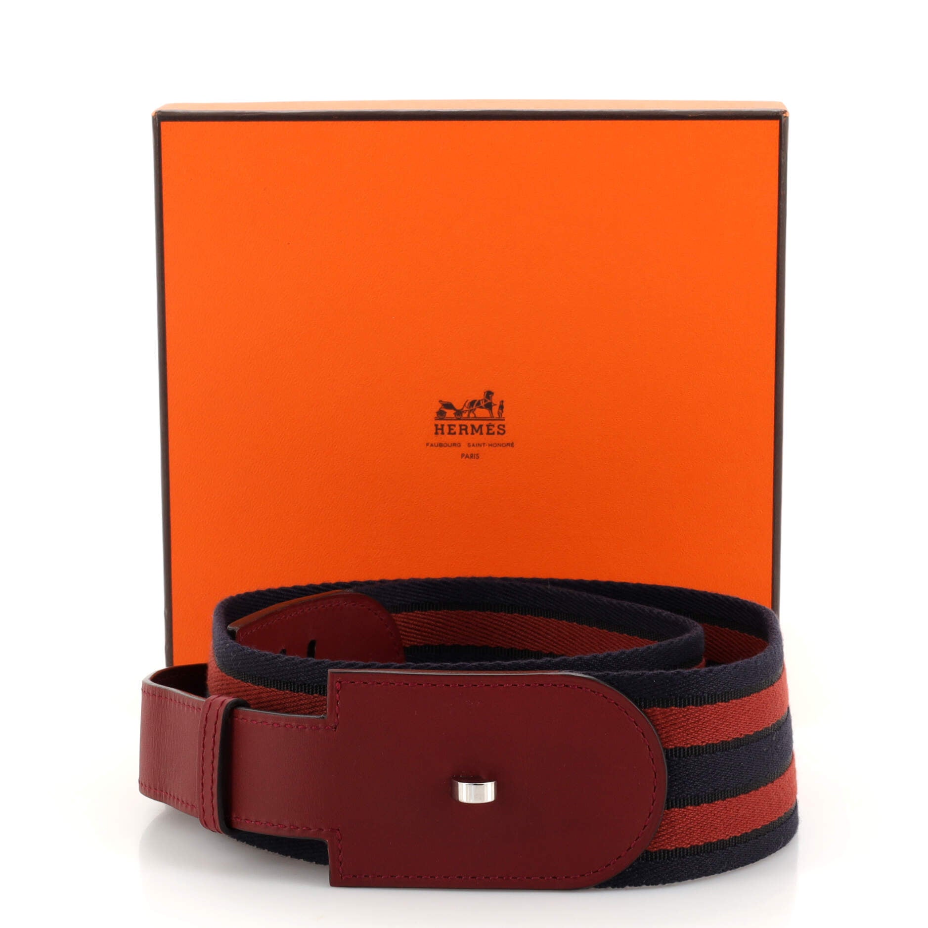 Slit Buckle Belt Canvas and Leather 80