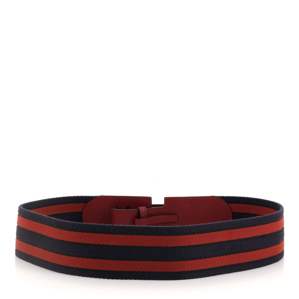 Slit Buckle Belt Canvas and Leather 80