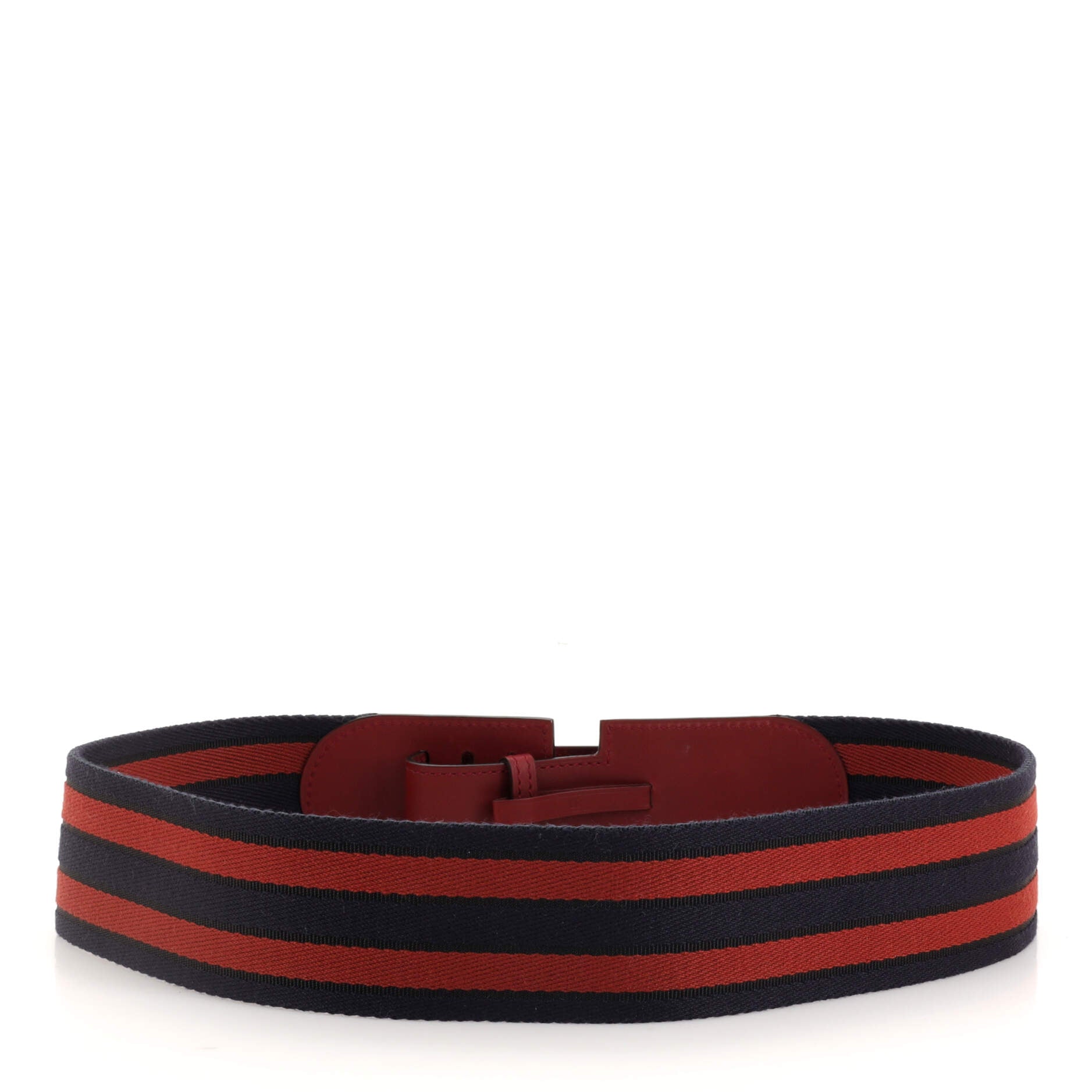 Slit Buckle Belt Canvas and Leather 80