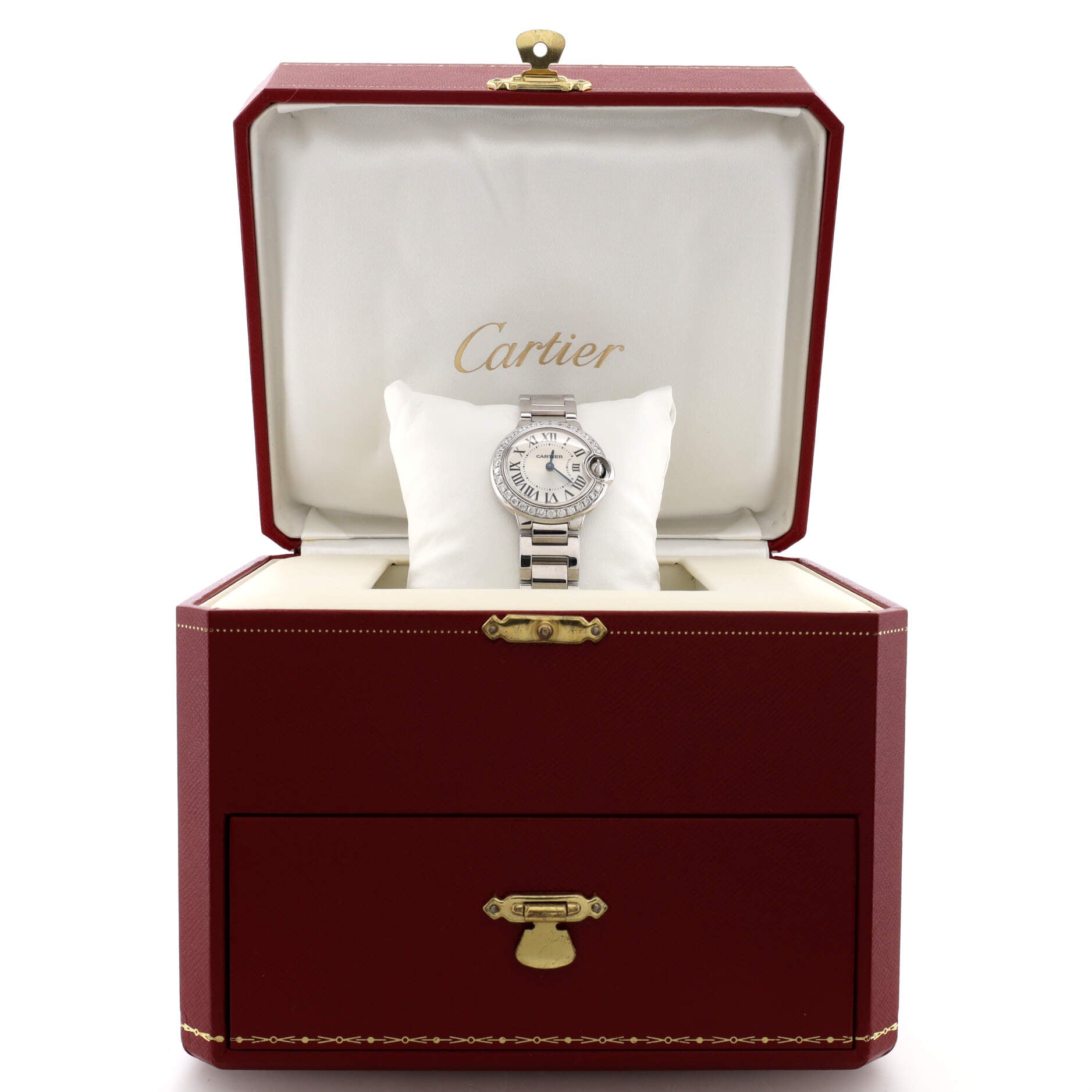Ballon Bleu de Cartier Quartz Watch White Gold and Diamond Bezel 28