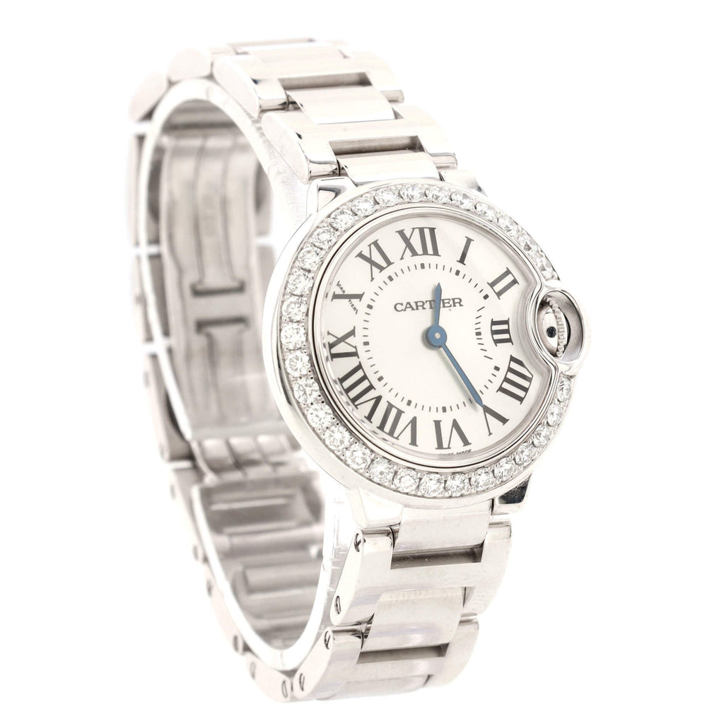 Ballon Bleu de Cartier Quartz Watch White Gold and Diamond Bezel 28