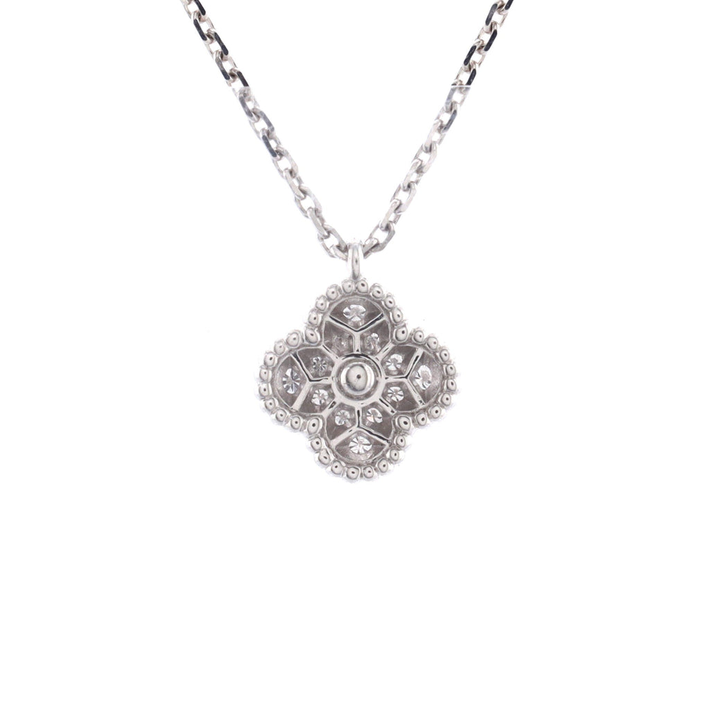 Sweet Alhambra Pendant Necklace 18K White Gold with Diamonds