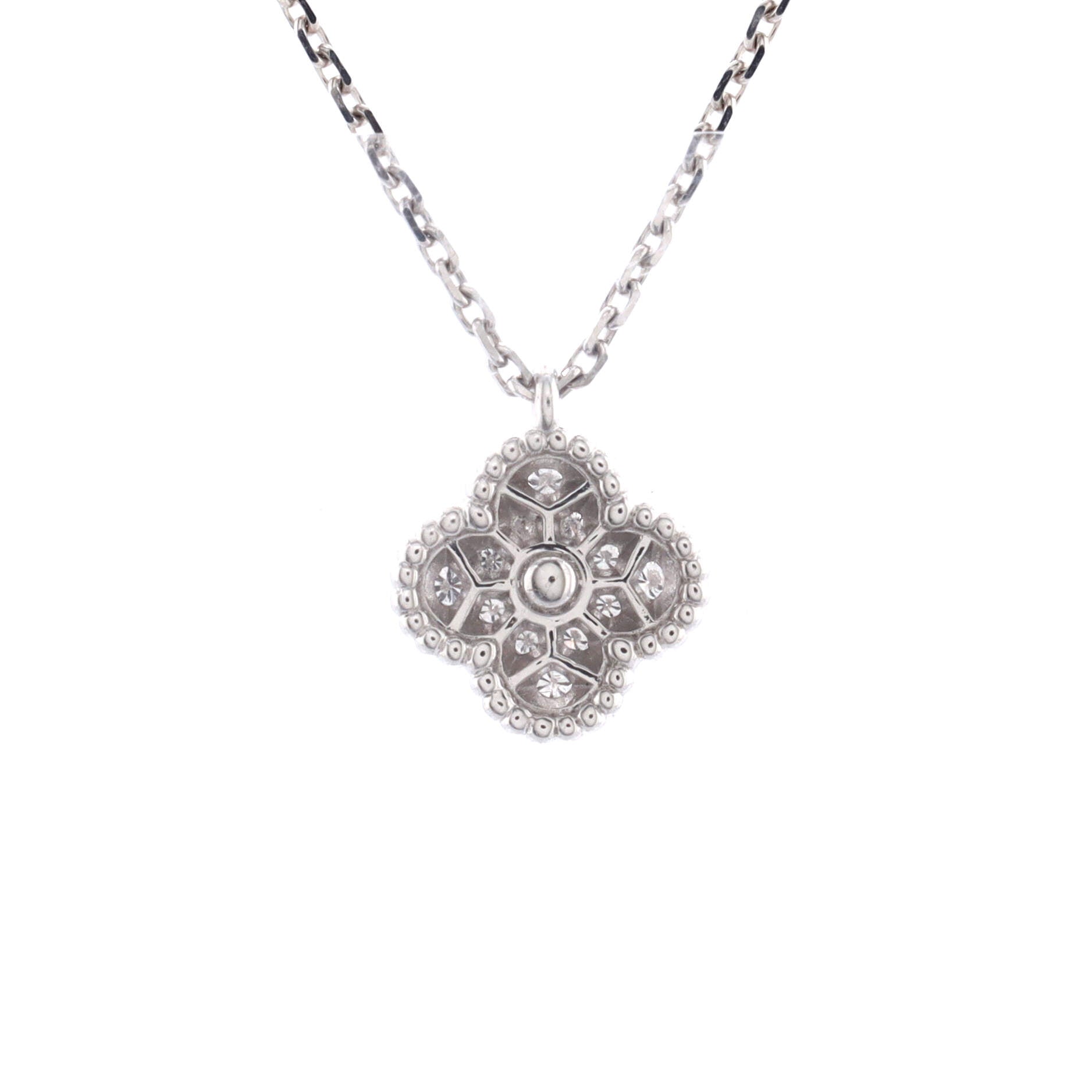 Sweet Alhambra Pendant Necklace 18K White Gold with Diamonds