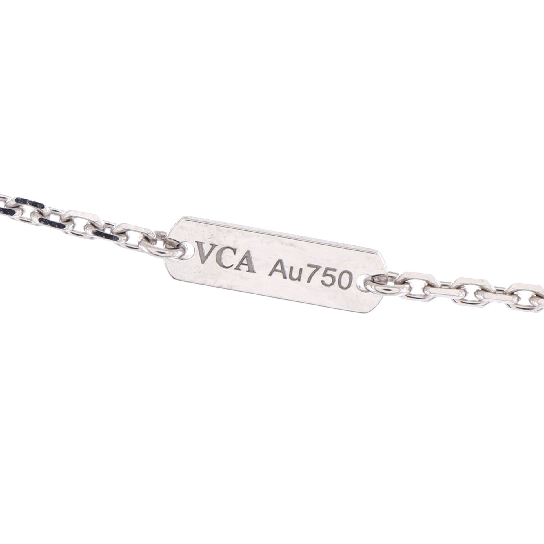 Vintage Alhambra Pendant Necklace 18K White Gold and Chalcedony