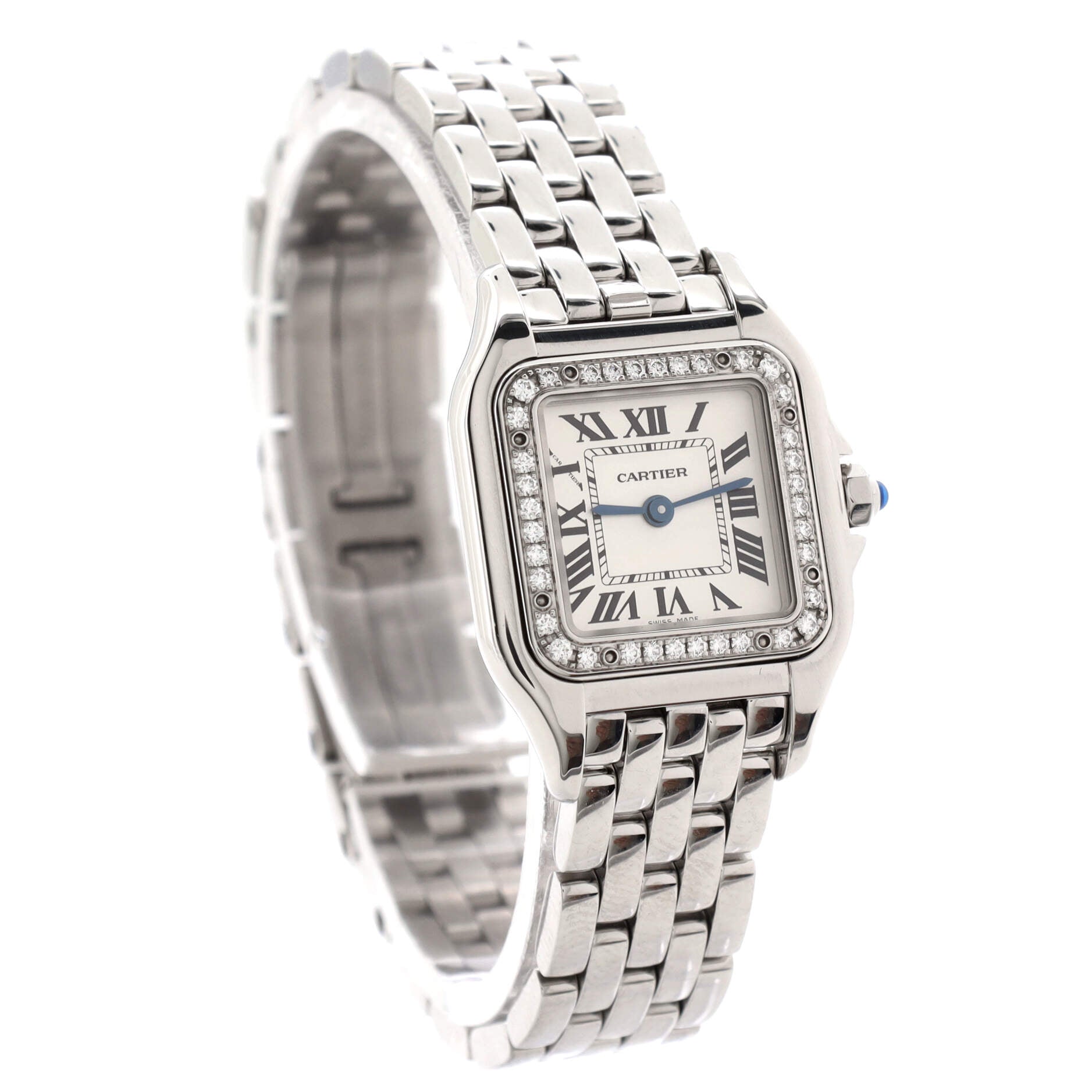 Panthere de Cartier Quartz Watch Stainless Steel with Diamond Bezel 22