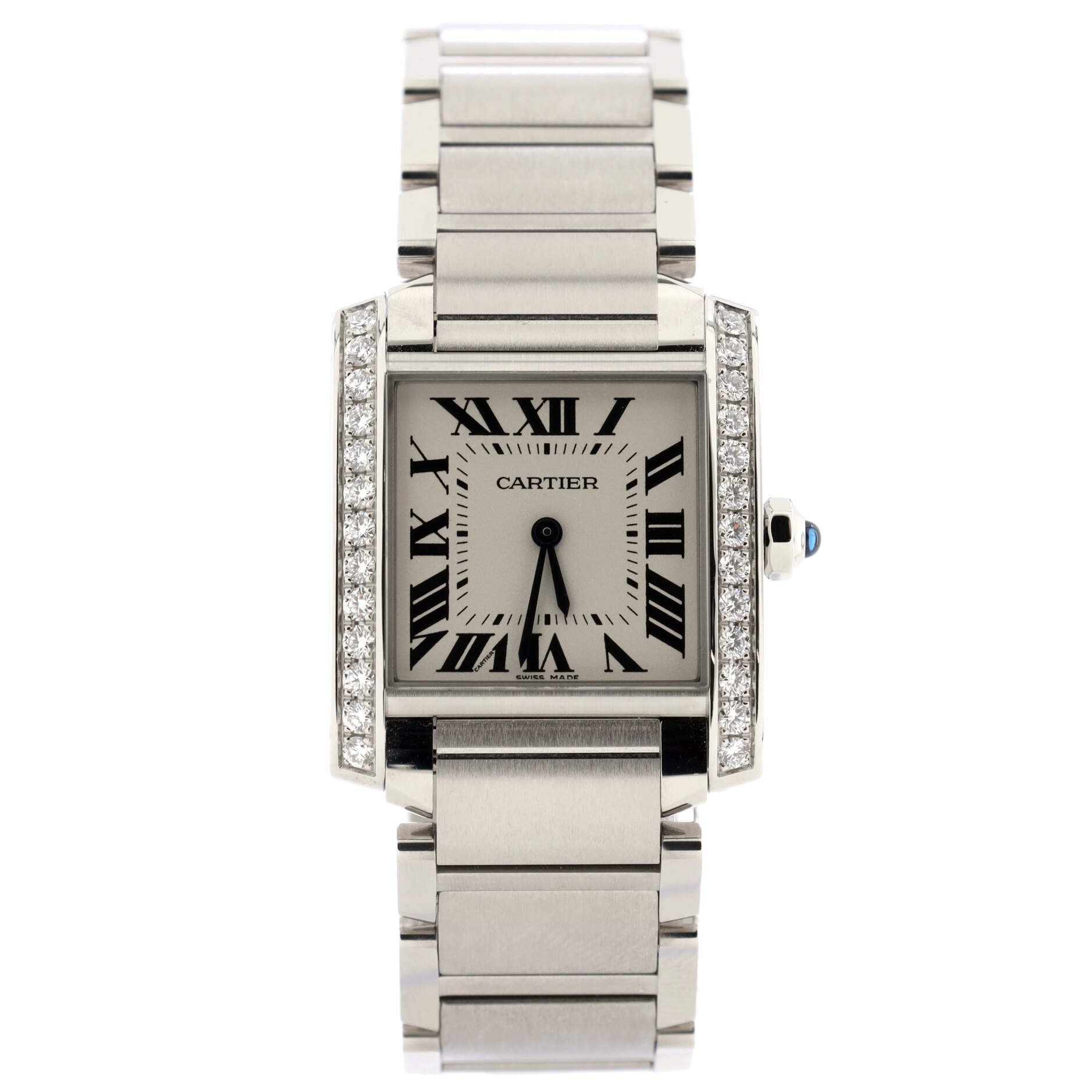 Tank Francaise Quartz Watch Stainless Steel with Diamond Bezel 25