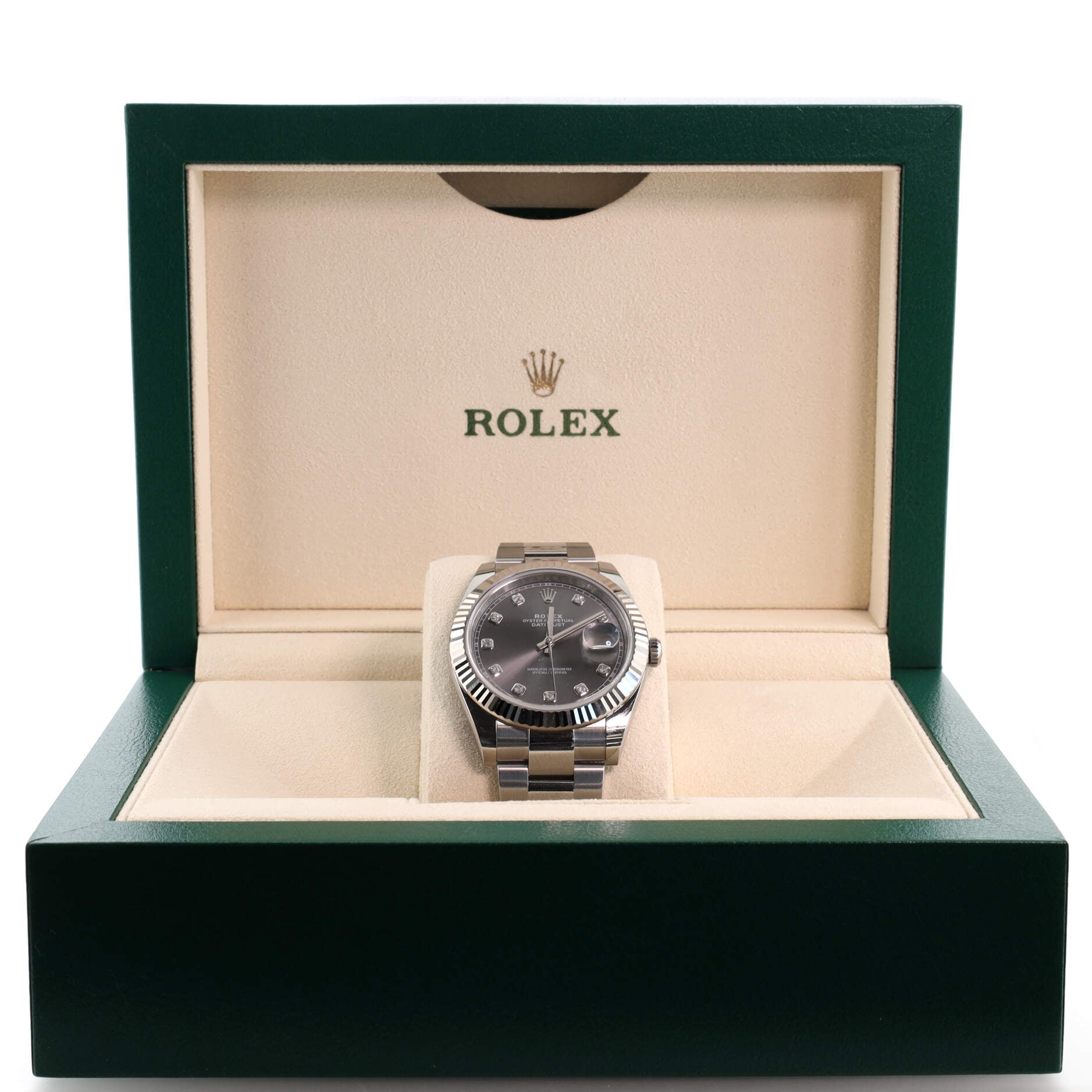 Oyster Perpetual Datejust Automatic Watch Stainless Steel and White Gold with Diamond Markers 41