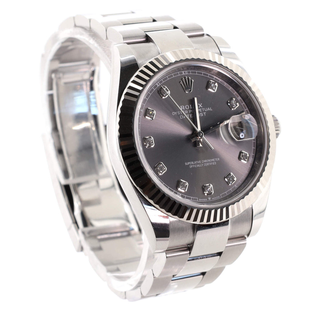 Oyster Perpetual Datejust Automatic Watch Stainless Steel and White Gold with Diamond Markers 41
