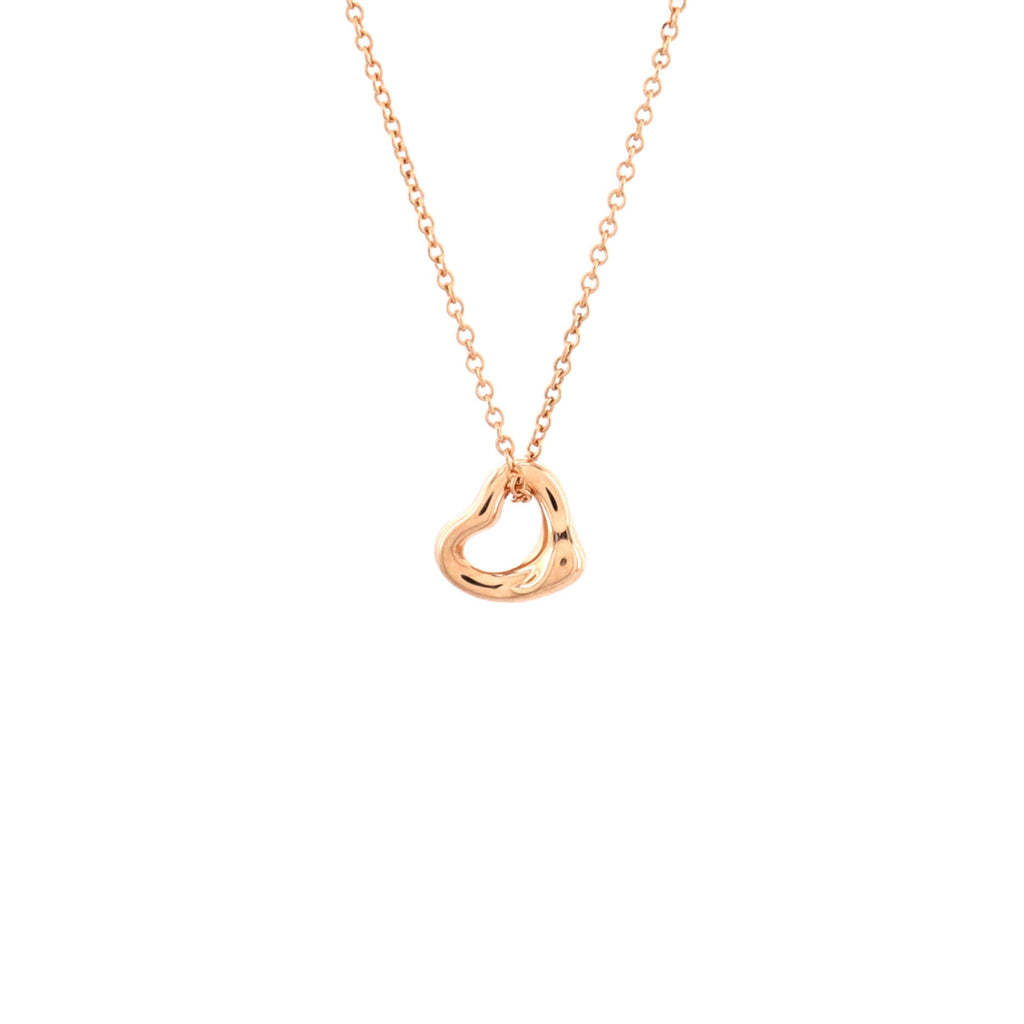 Elsa Peretti Open Heart Pendant Necklace 18K Rose Gold 7mm