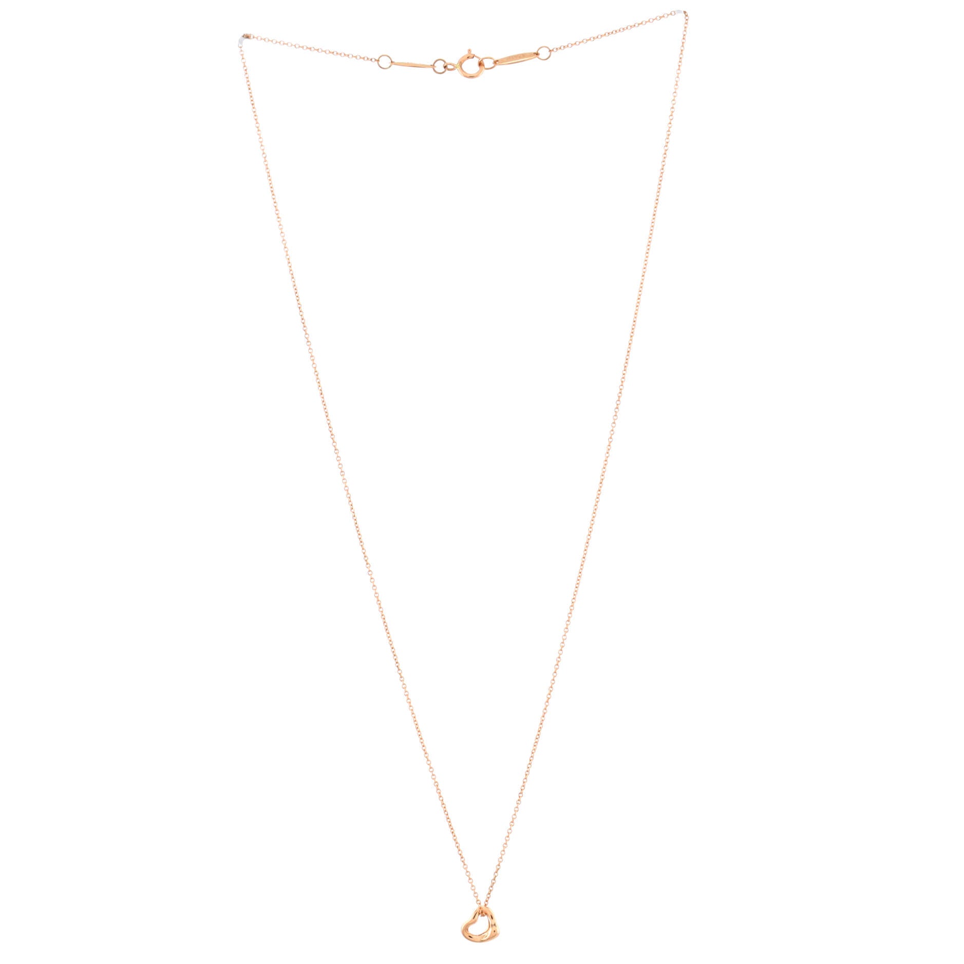 Elsa Peretti Open Heart Pendant Necklace 18K Rose Gold 7mm