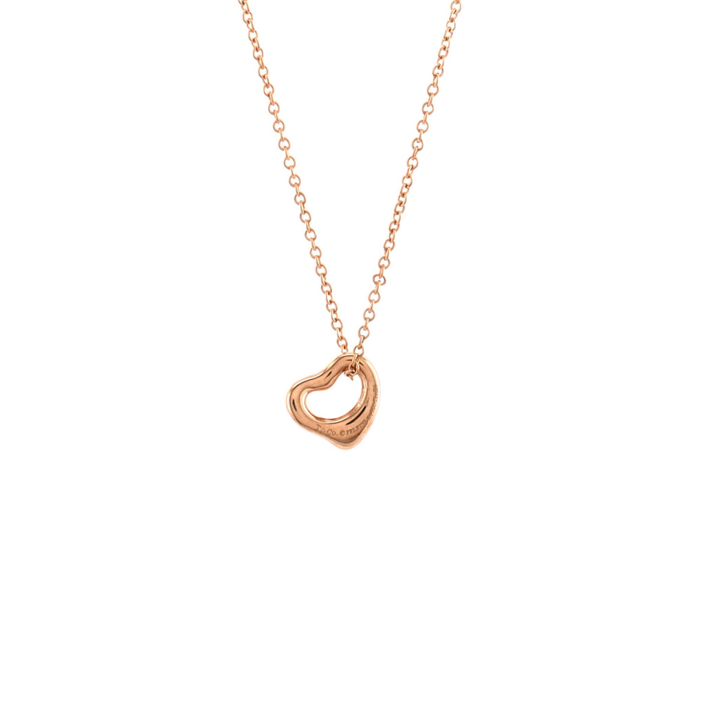 Elsa Peretti Open Heart Pendant Necklace 18K Rose Gold 7mm
