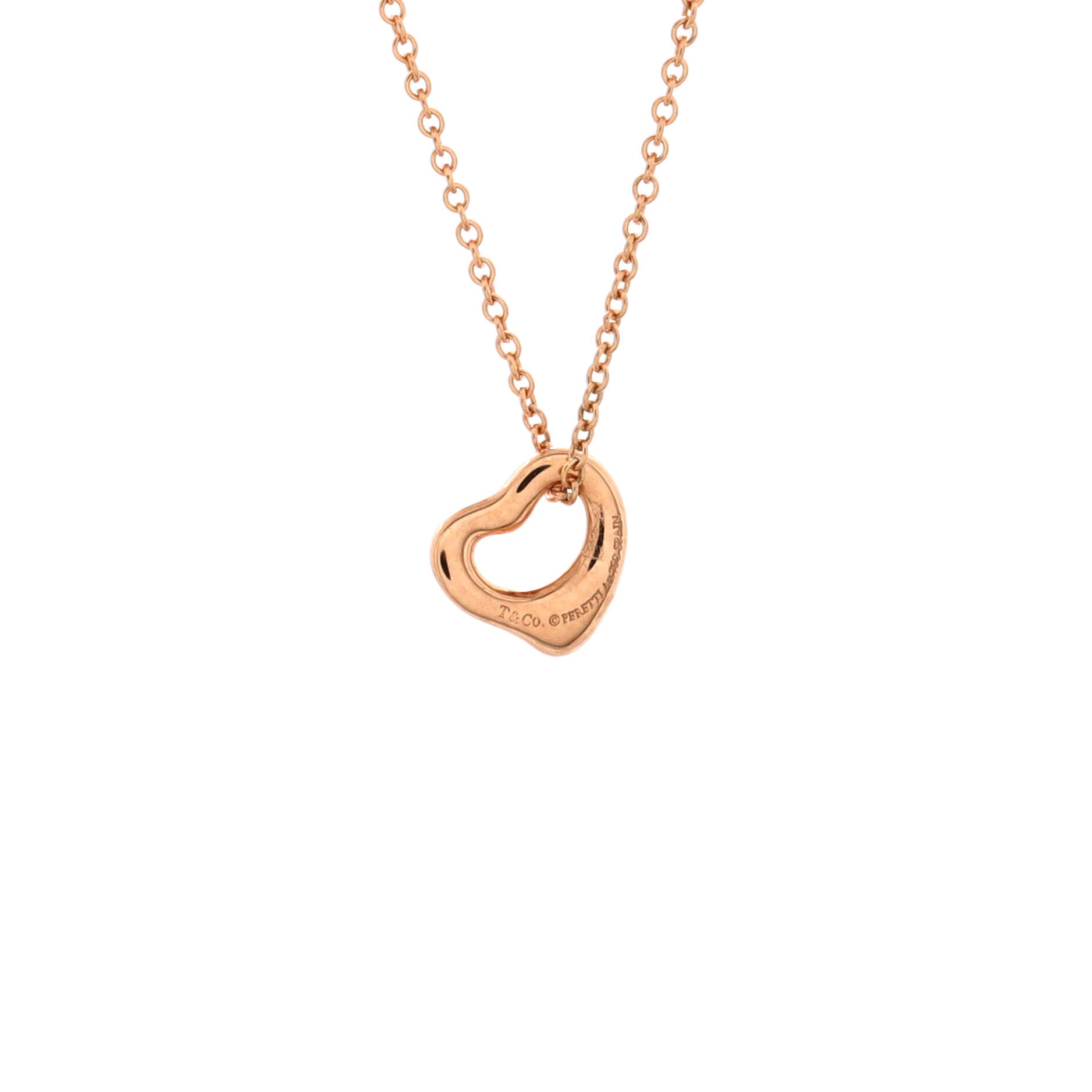Elsa Peretti Open Heart Pendant Necklace 18K Rose Gold 7mm