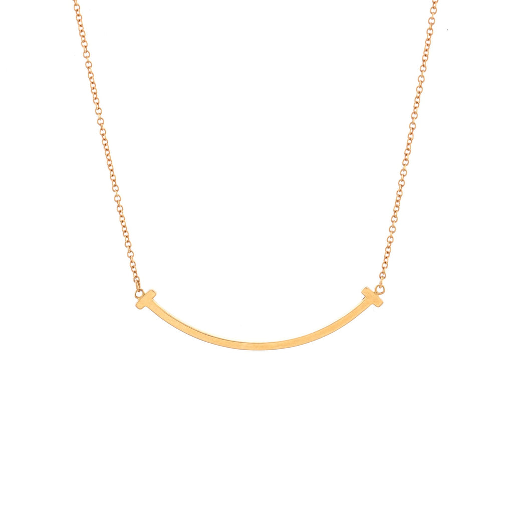 T Smile Pendant Necklace 18K Rose Gold Small