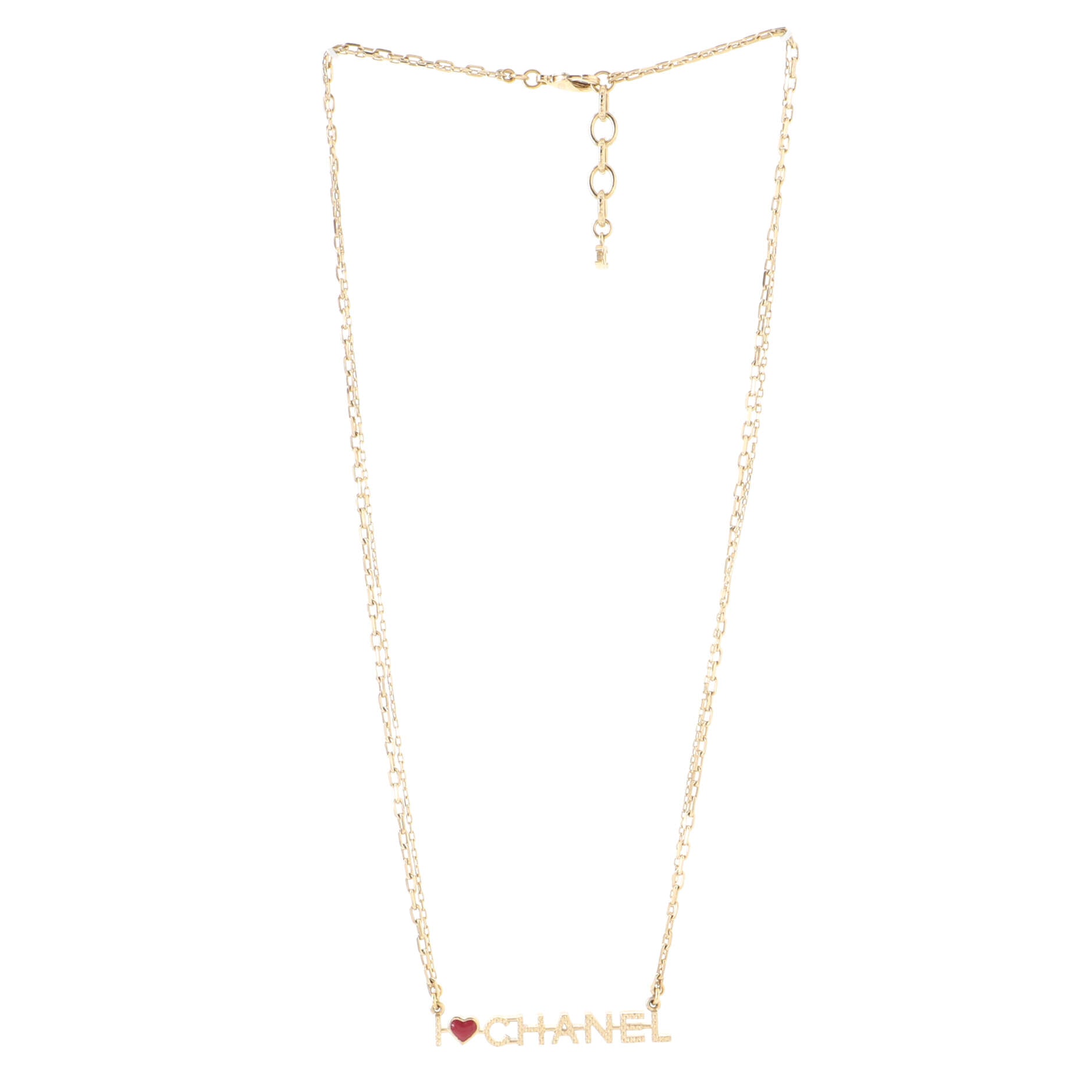 I Love Chanel Chain Necklace Metal with Resin