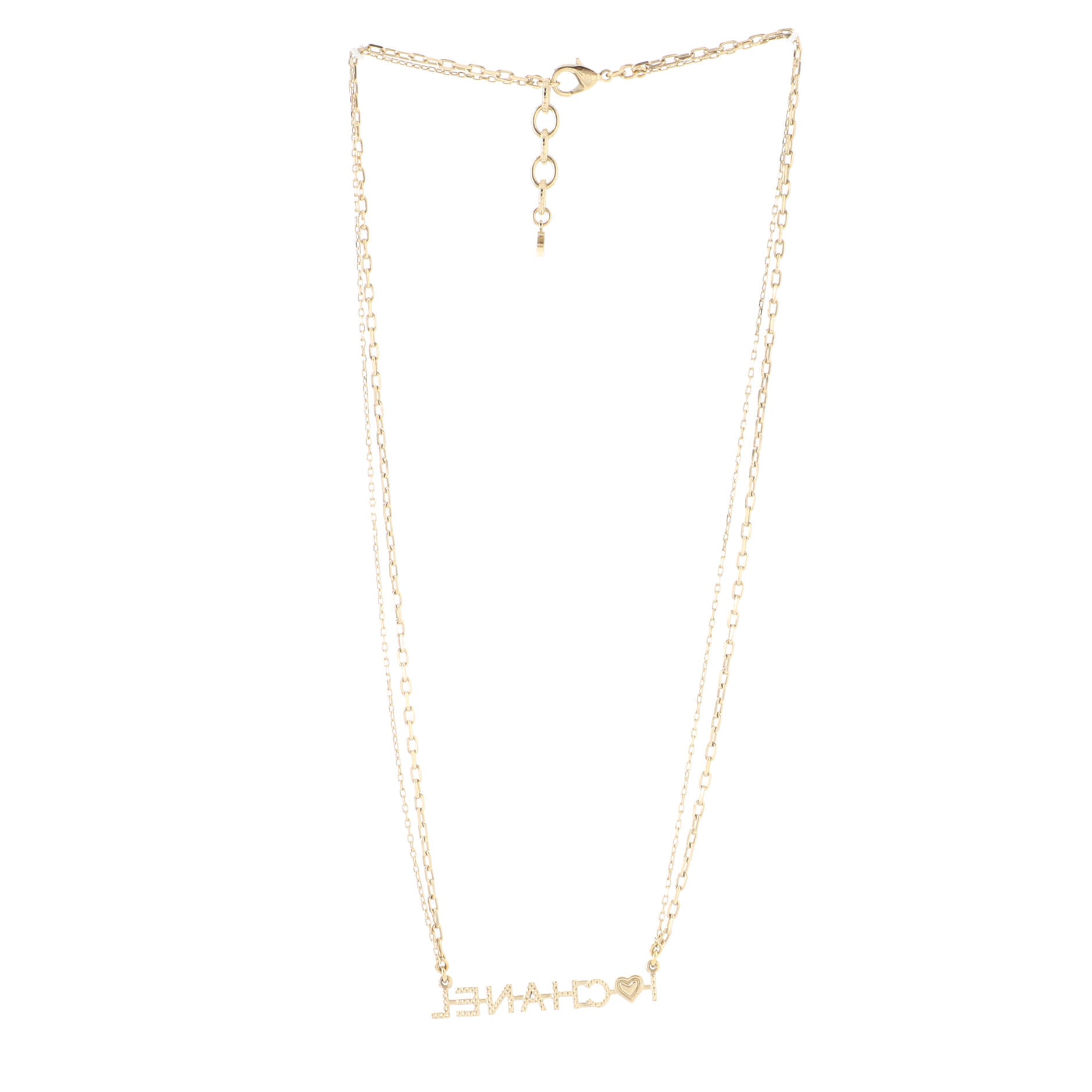 I Love Chanel Chain Necklace Metal with Resin