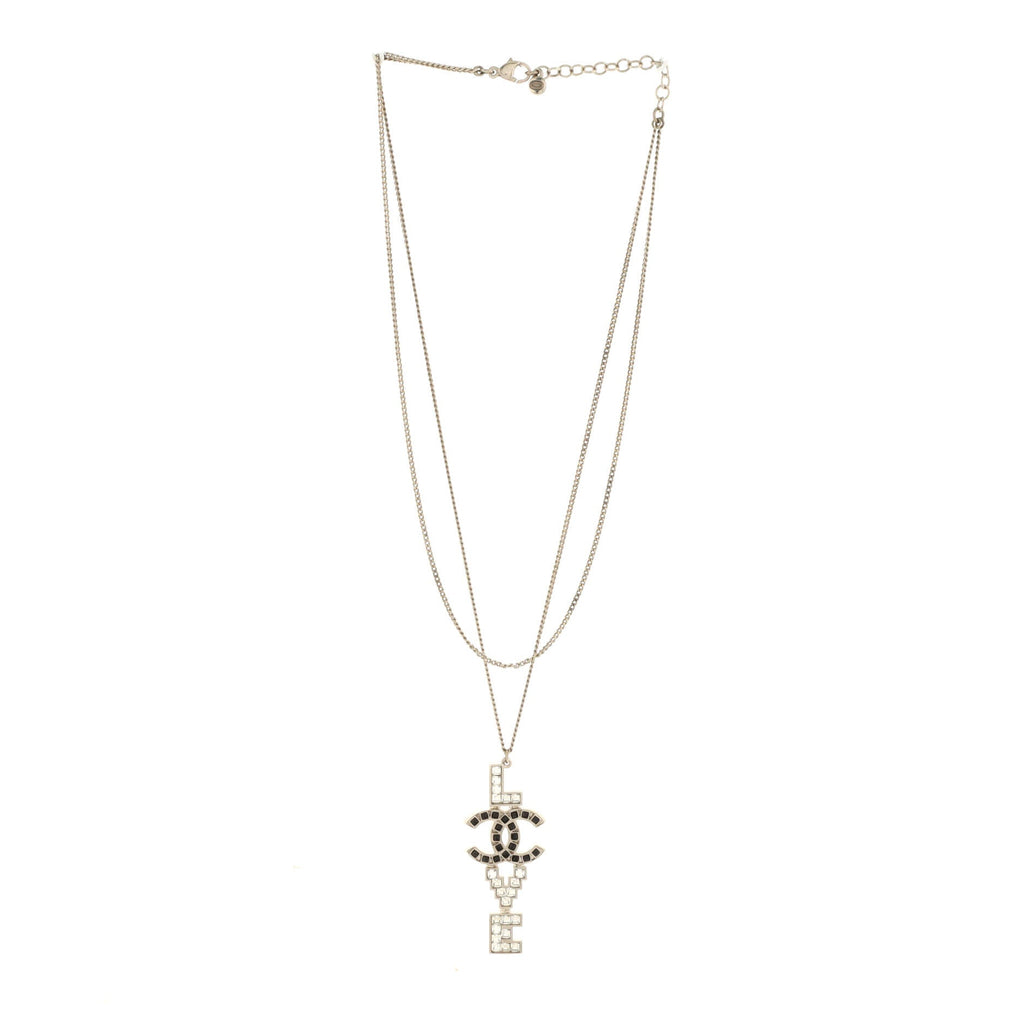 CC Love Pendant Double Chain Necklace Metal with Enamel and Crystals