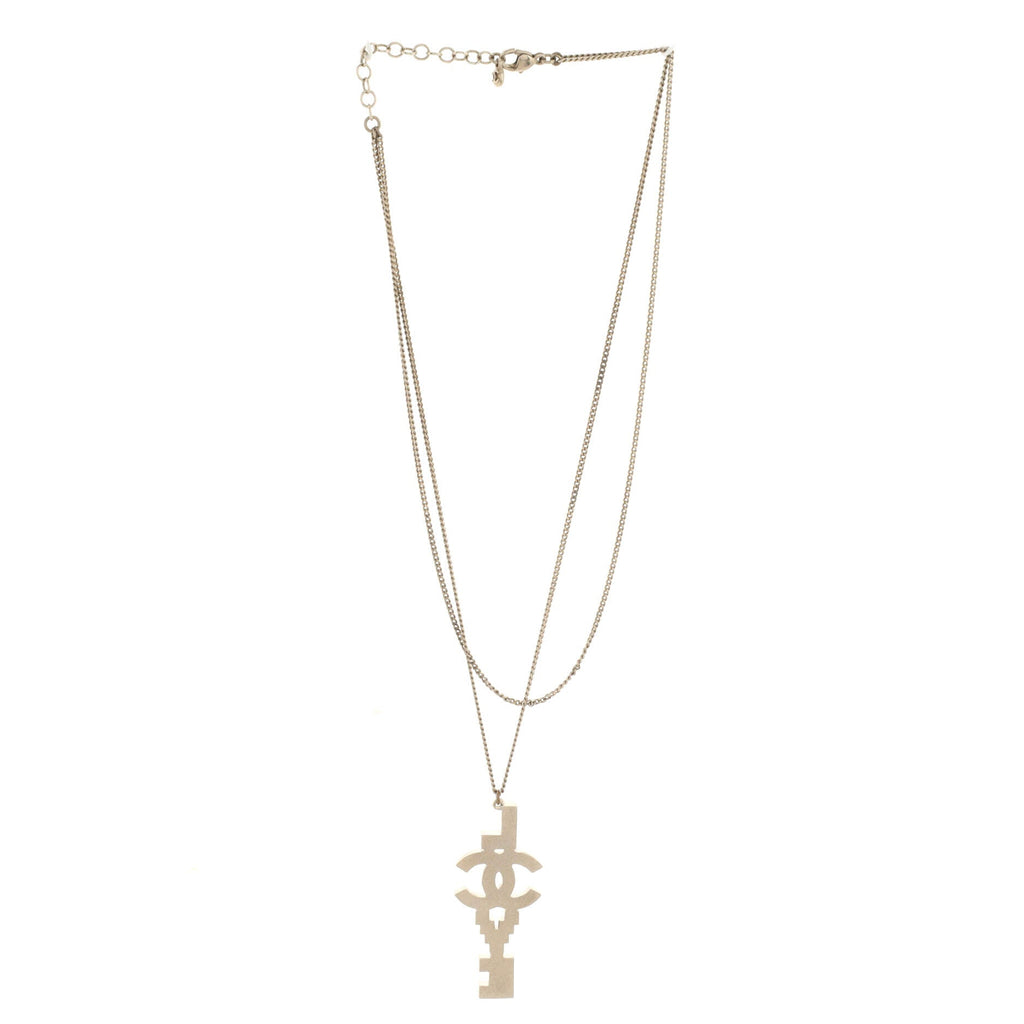 CC Love Pendant Double Chain Necklace Metal with Enamel and Crystals