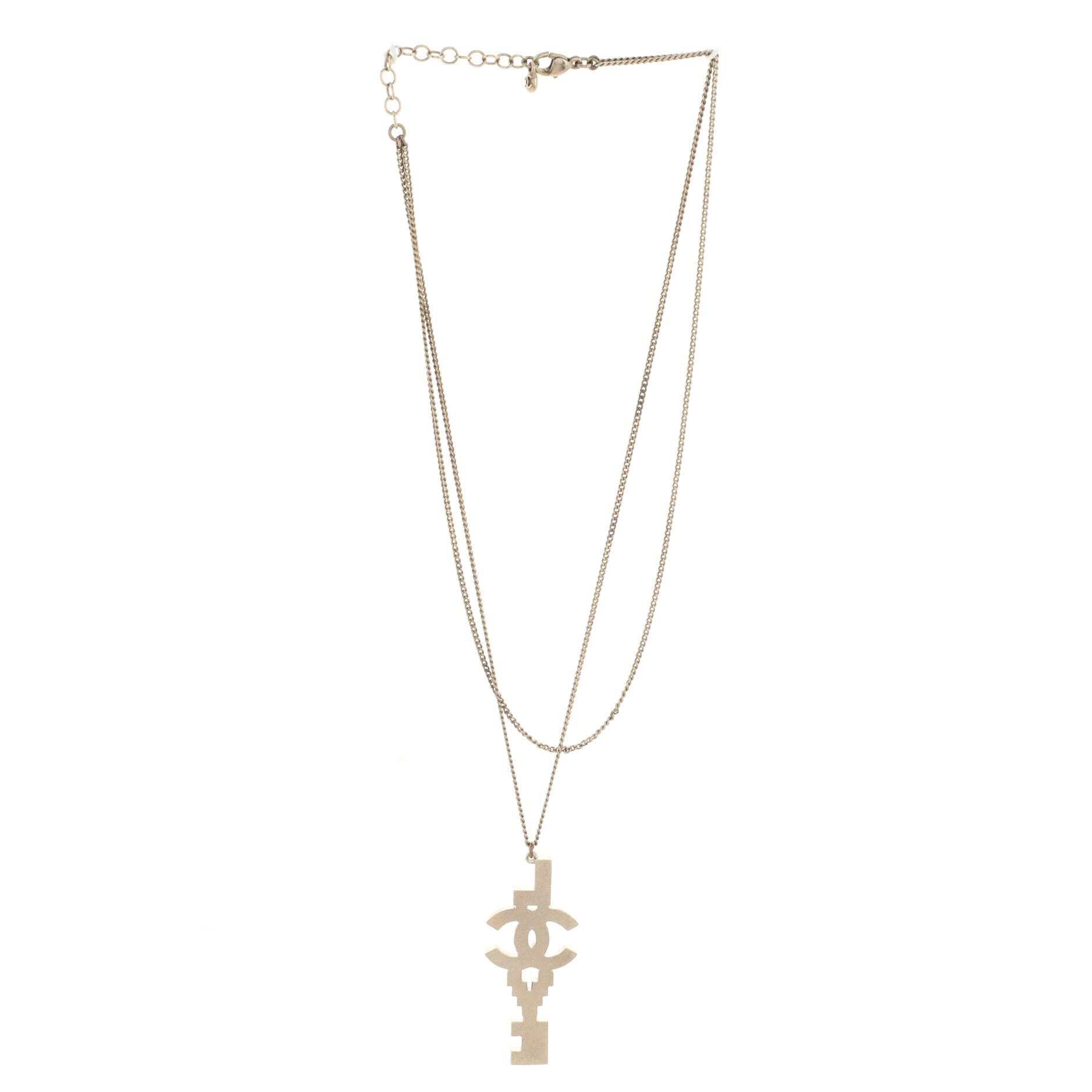 CC Love Pendant Double Chain Necklace Metal with Enamel and Crystals