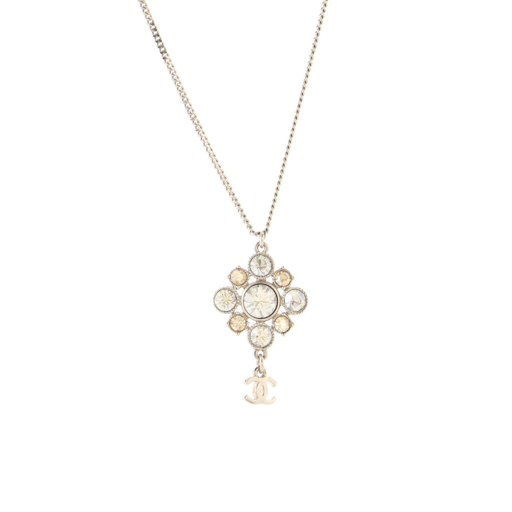 CC Cluster Drop Pendant Necklace Metal with Crystals